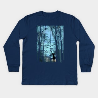 deer and forest Kids Long Sleeve T-Shirt